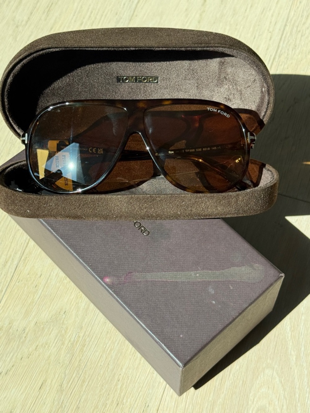 Tom Ford Brown Tortoiseshell Shield Sunglasses